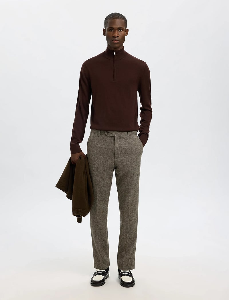 Selected - SLHSLIM-REED WOOL TRS NOOS - suit trousers - brownie - 5