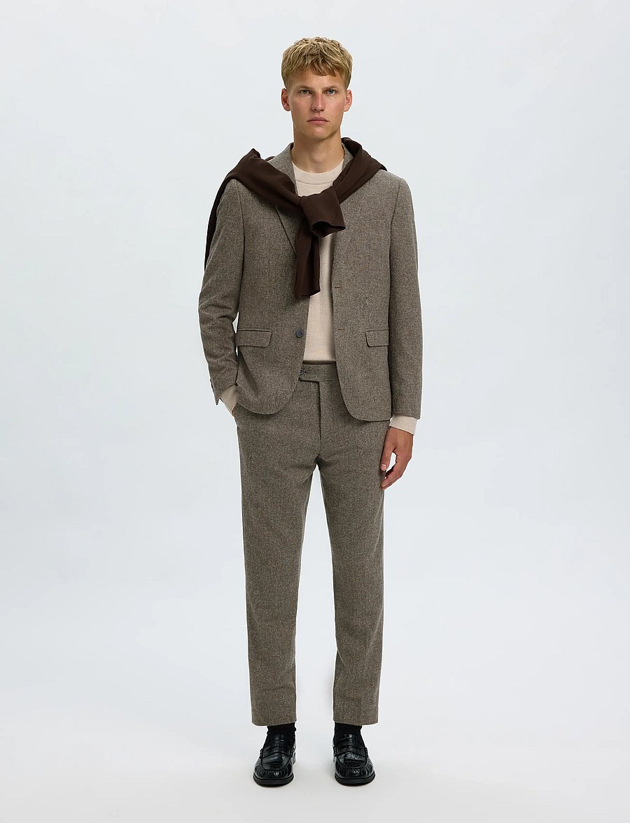 Selected - SLMSLIM-REED WOOL TRS NOOS - habitbukser - brownie - 5