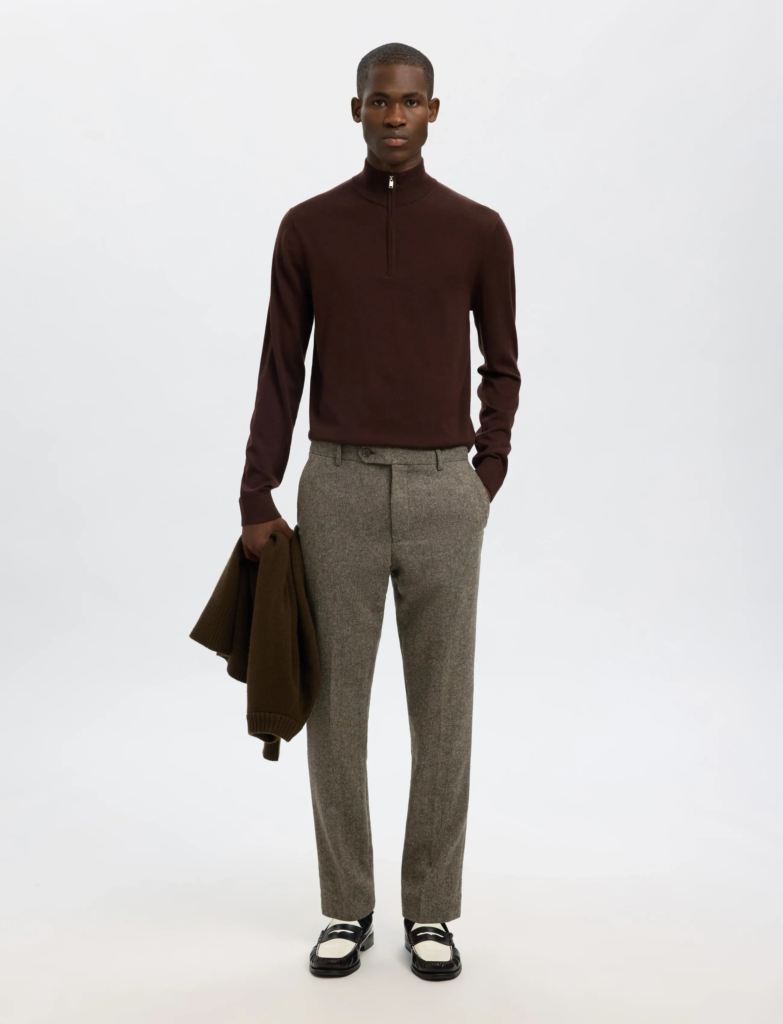 Selected - SLHSLIM-REED WOOL TRS NOOS - Ülikonnapüksid - brownie - 5