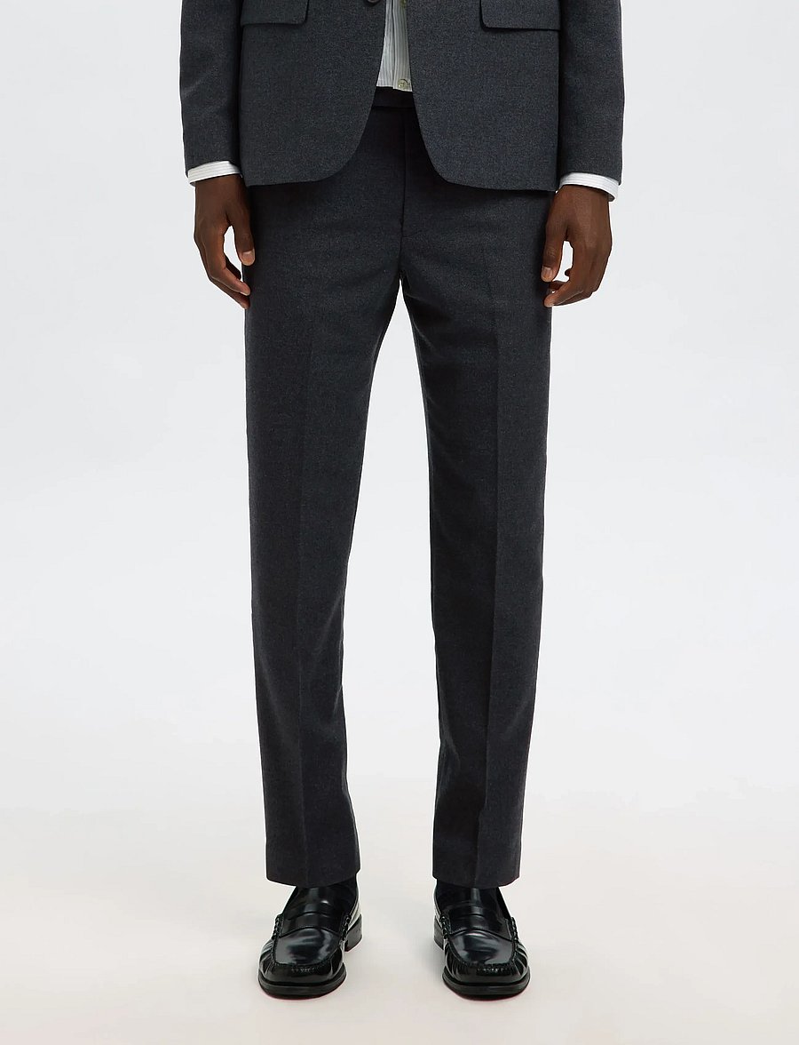 Selected - SLHSLIM-REED WOOL TRS NOOS - habitbukser - dark sapphire - 0