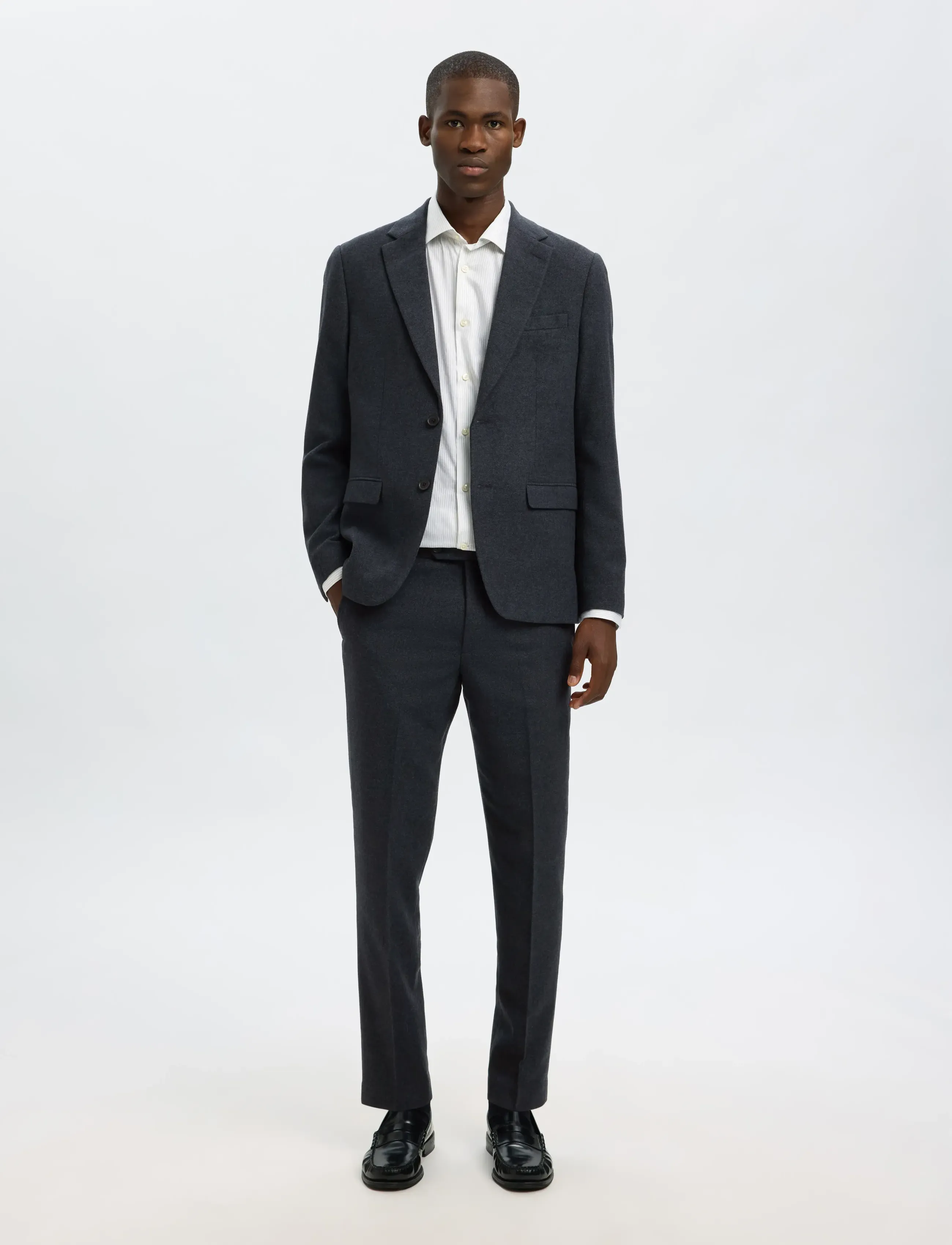 Selected - SLHSLIM-REED WOOL TRS NOOS - habitbukser - dark sapphire - 3