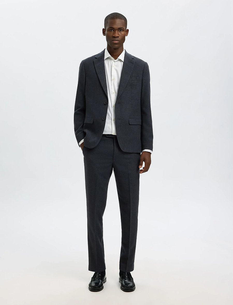 Selected - SLMSLIM-REED WOOL TRS NOOS - habitbukser - dark sapphire - 3