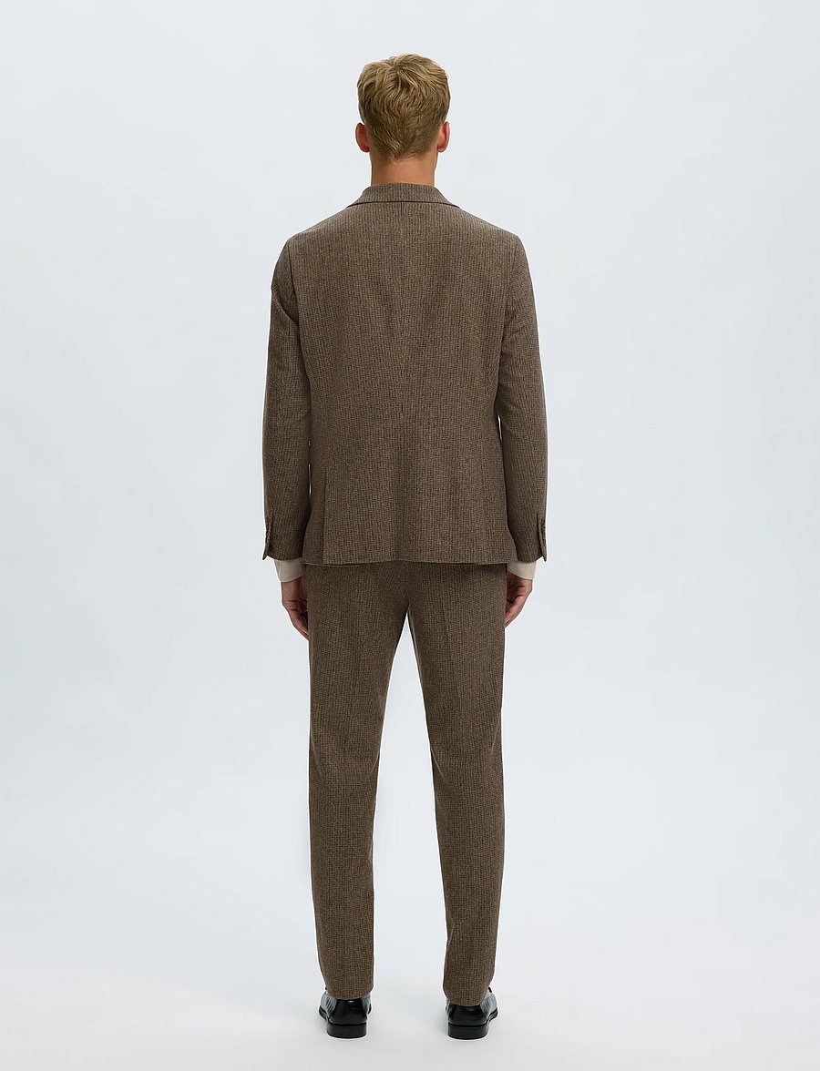 Selected - SLMSLIM-REED WOOL TRS NOOS - anzugshosen - medium brown melange - 2