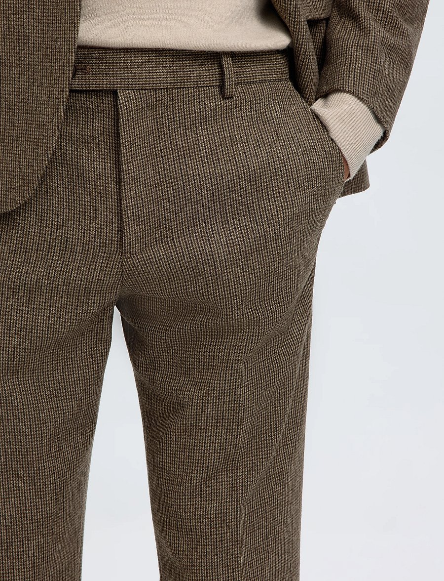 Selected - SLMSLIM-REED WOOL TRS NOOS - anzugshosen - medium brown melange - 4