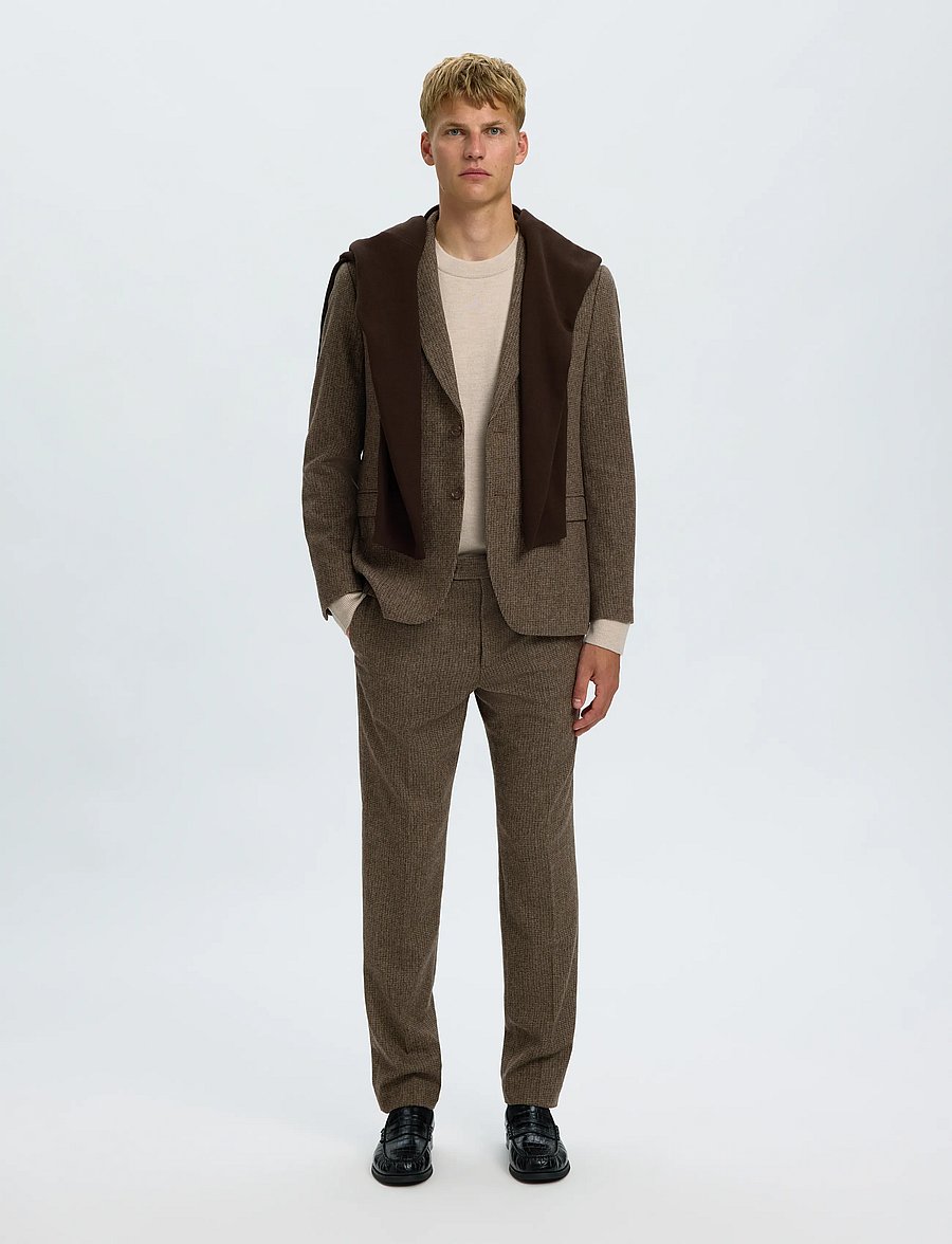 Selected - SLMSLIM-REED WOOL TRS NOOS - anzugshosen - medium brown melange - 5
