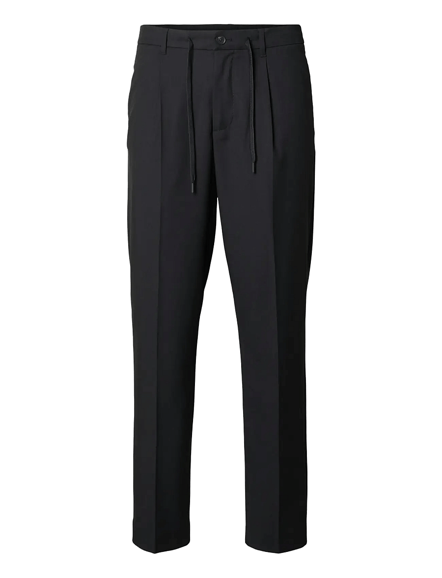 Selected - SLH190-REG TAPERED LEROY PLEAT PANT NOOS - casual byxor - black - 1