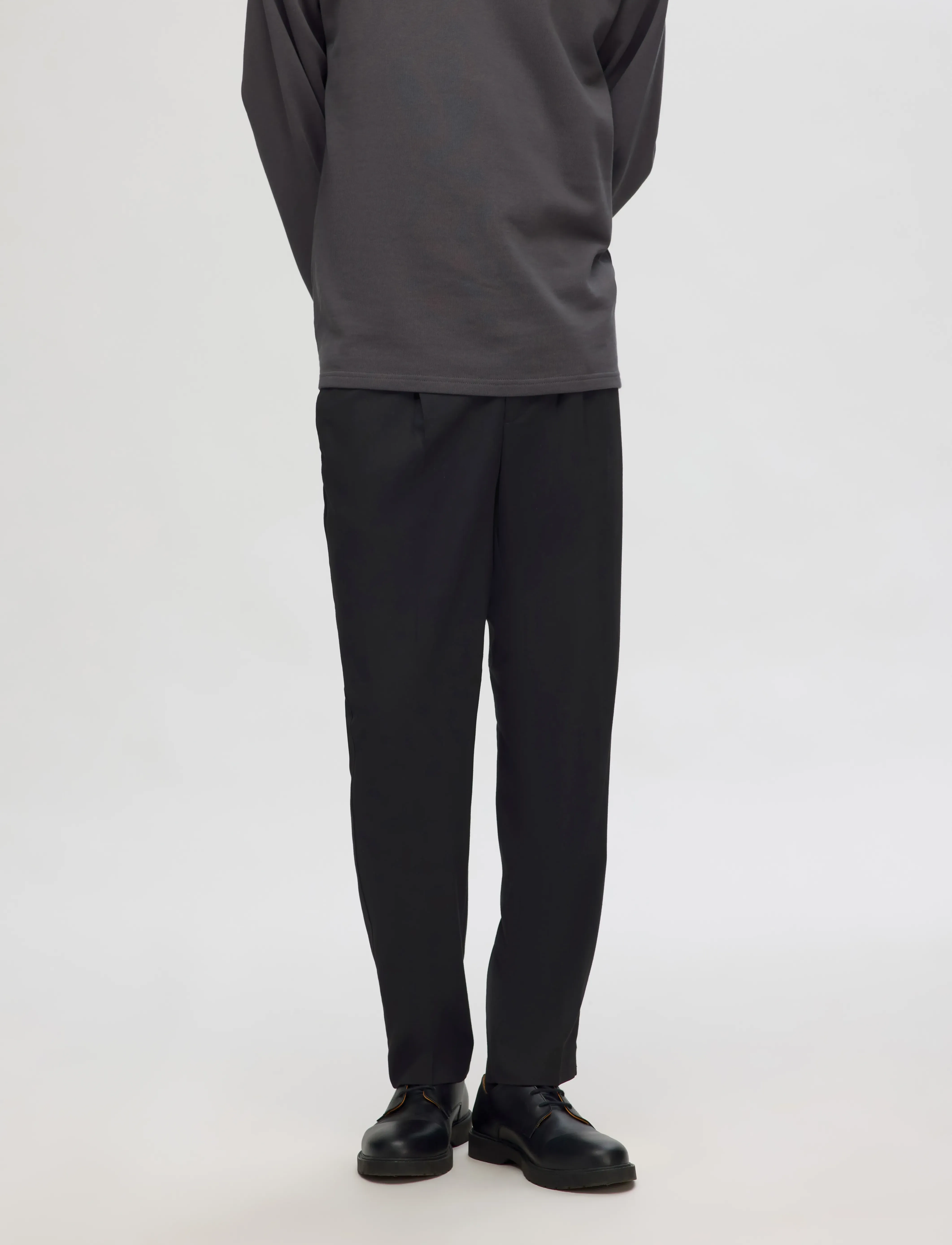 Selected SLH190-REG TAPERED LEROY PLEAT PANT NOOS - Püksid - BLACK / black