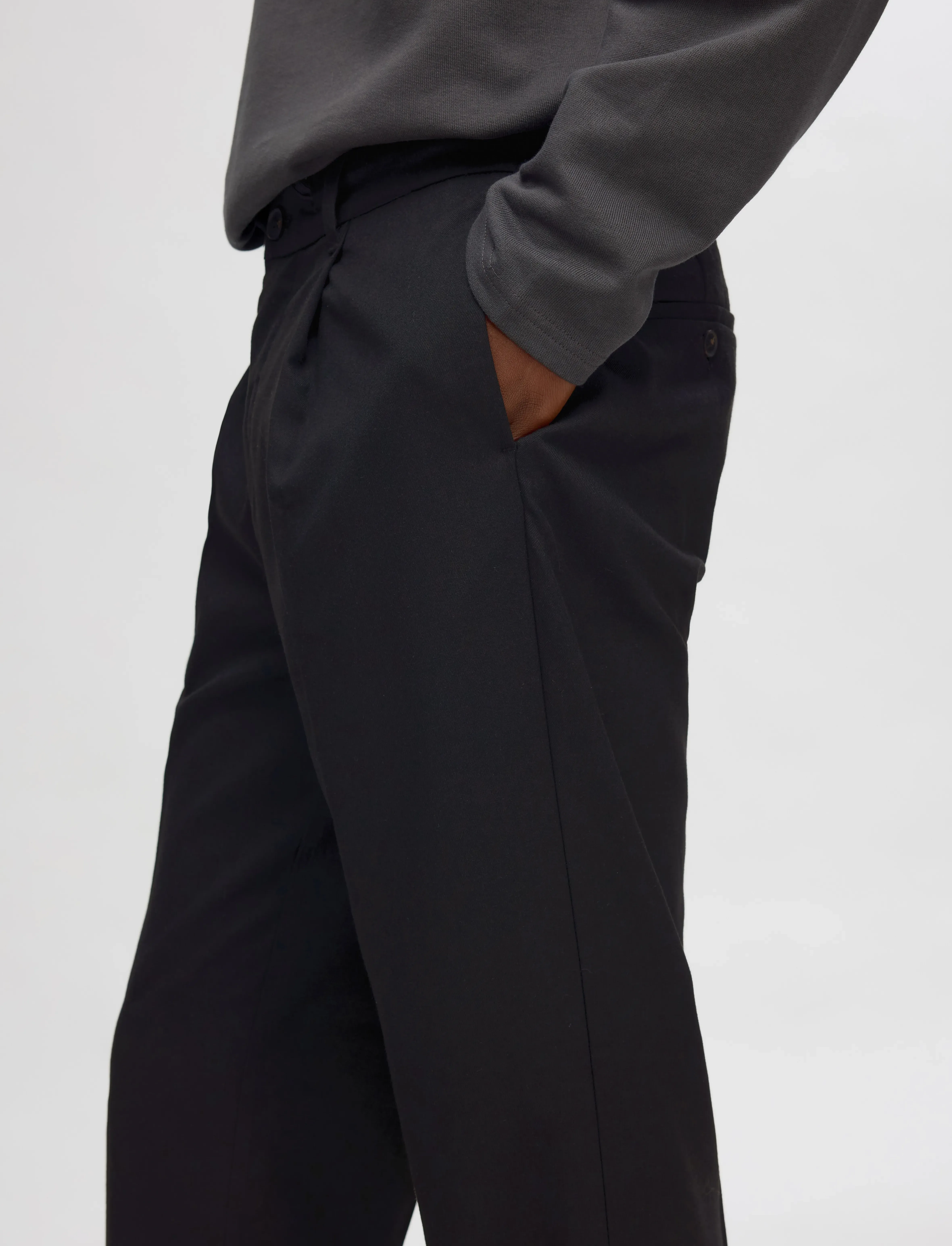 Selected - SLH190-REG TAPERED LEROY PLEAT PANT NOOS - casual byxor - black - 3