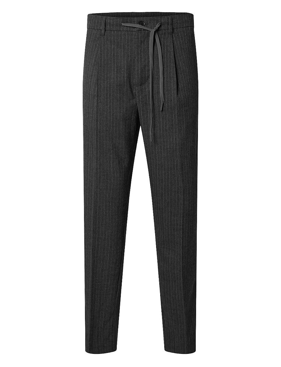 Selected - SLH190-REG TAPERED LEROY PLEAT PANT NOOS - casual byxor - dark grey - 0