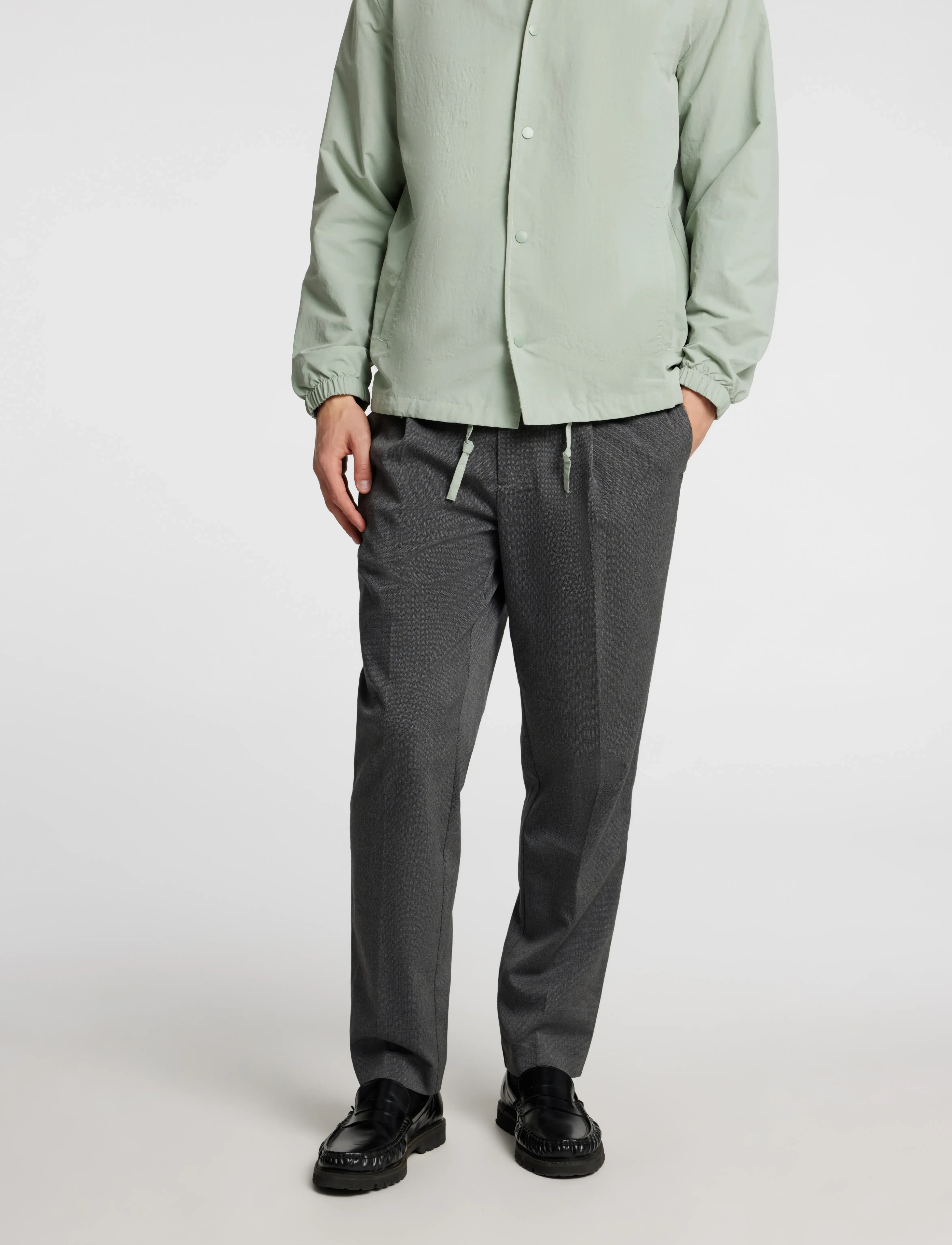 Selected SLH190-REG TAPERED LEROY PLEAT PANT NOOS - Püksid - DARK GREY / grey