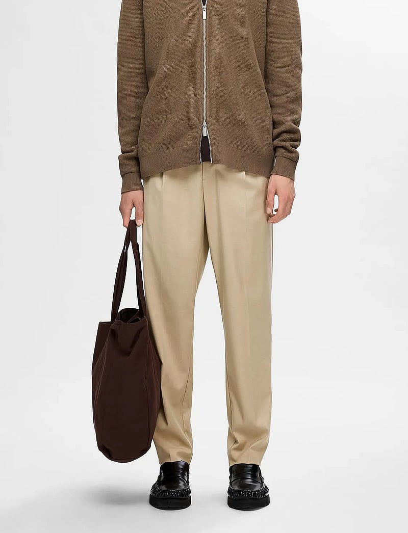 Selected - SLH190-REG TAPERED LEROY PLEAT PANT NOOS - casual byxor - incense - 0