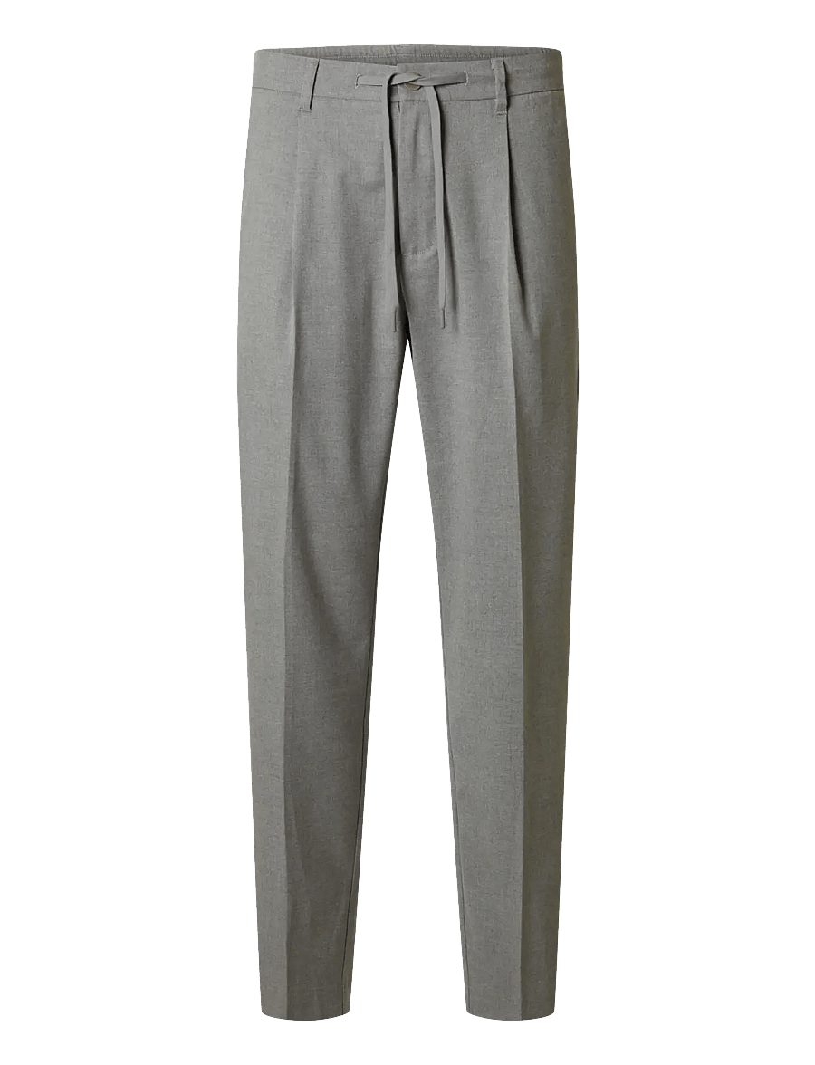 Selected - SLH190-REG TAPERED LEROY PLEAT PANT NOOS - casual bukser - medium grey melange - 1