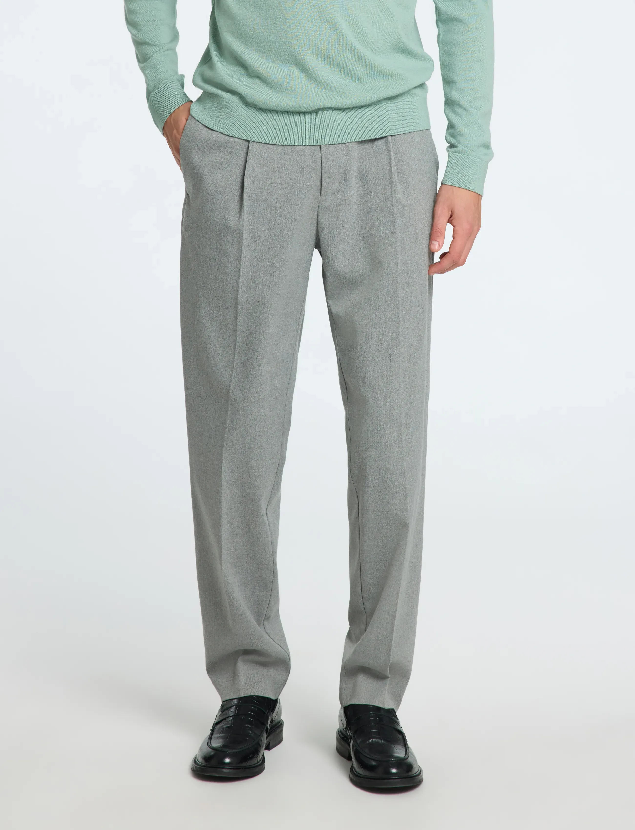 Selected SLH190-REG TAPERED LEROY PLEAT PANT NOOS - Püksid - MEDIUM GREY MELANGE / grey