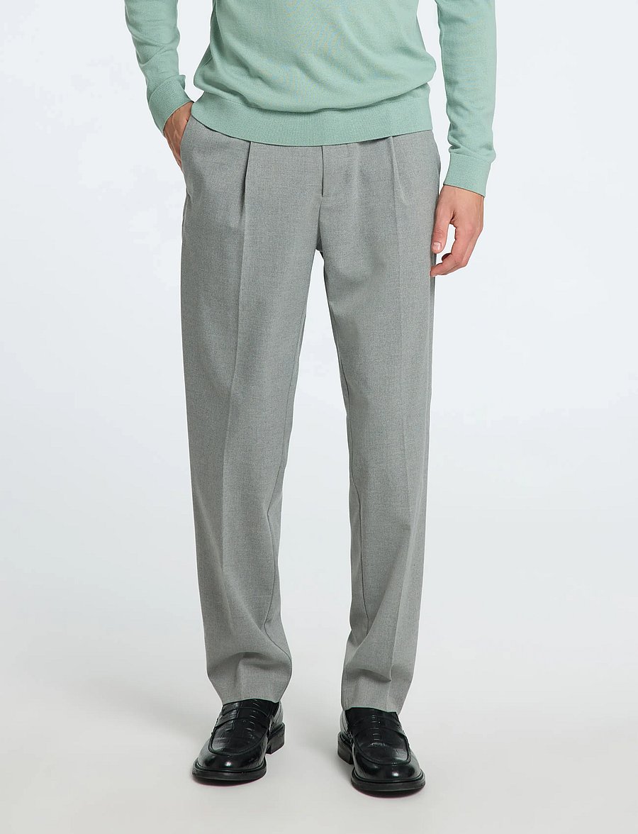 Selected - SLH190-REG TAPERED LEROY PLEAT PANT NOOS - casual bukser - medium grey melange - 0