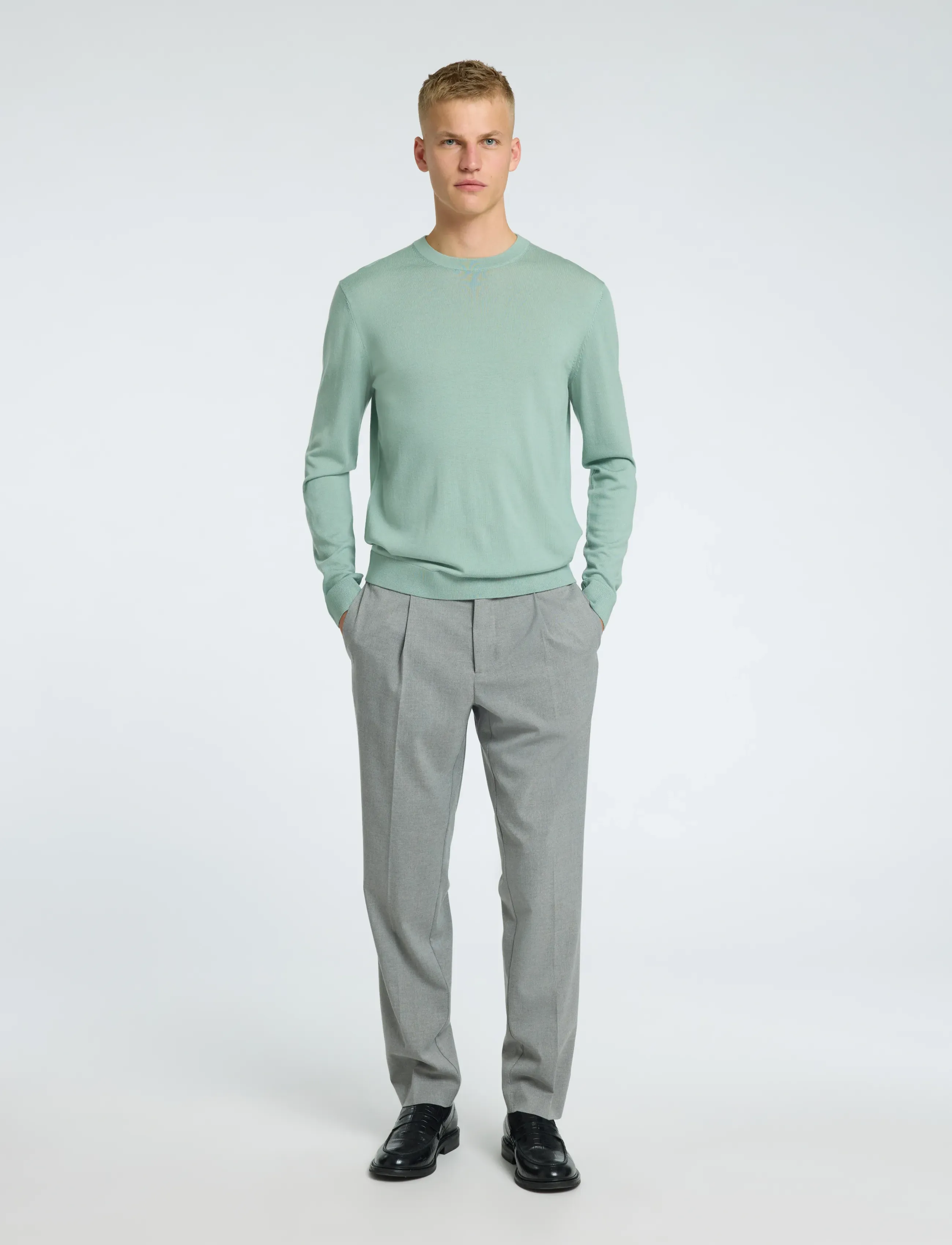 Selected - SLH190-REG TAPERED LEROY PLEAT PANT NOOS - casual bukser - medium grey melange - 3