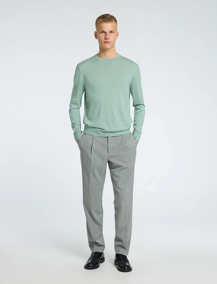 Selected - SLH190-REG TAPERED LEROY PLEAT PANT NOOS - casual bukser - medium grey melange - 3