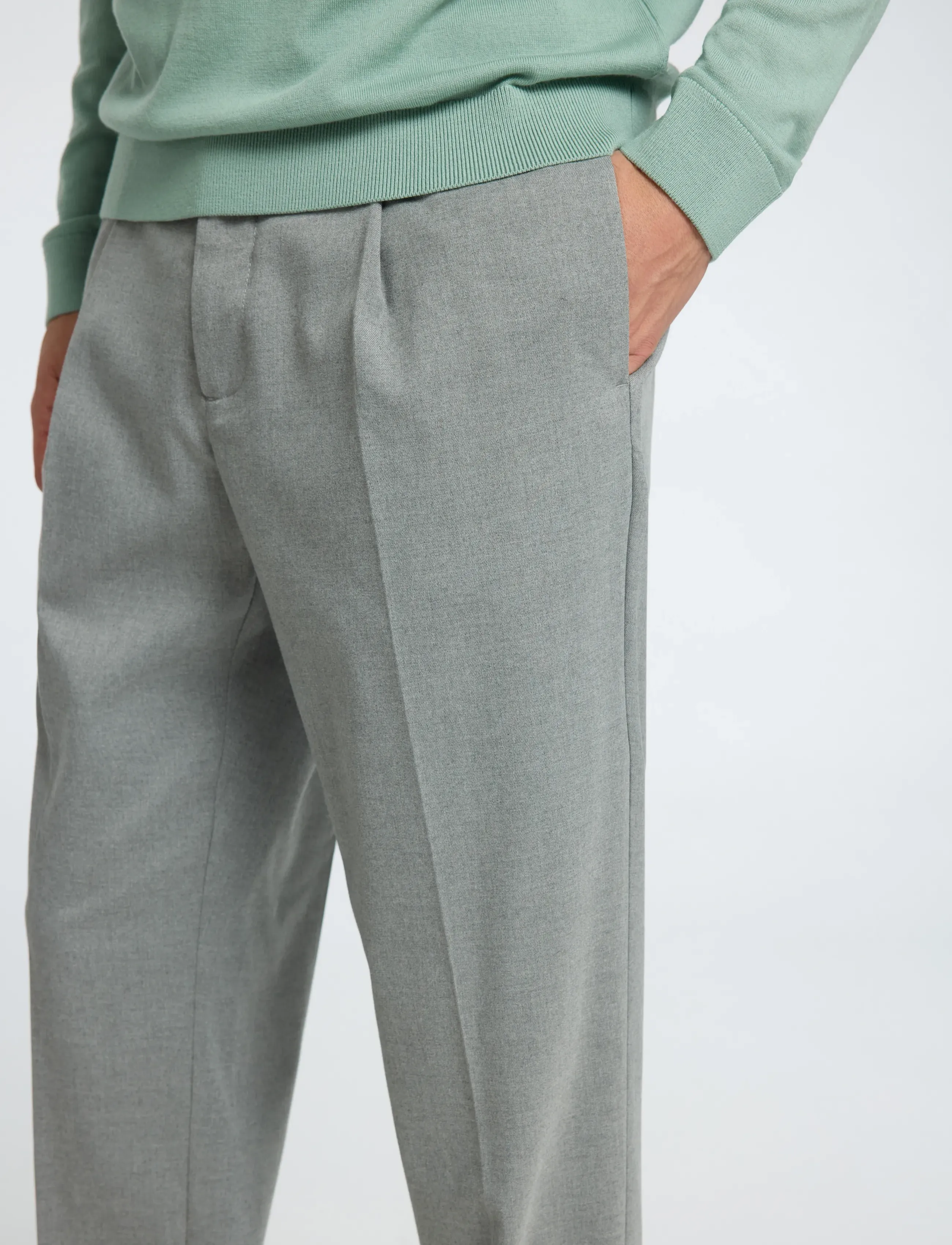 Selected - SLH190-REG TAPERED LEROY PLEAT PANT NOOS - casual bukser - medium grey melange - 4