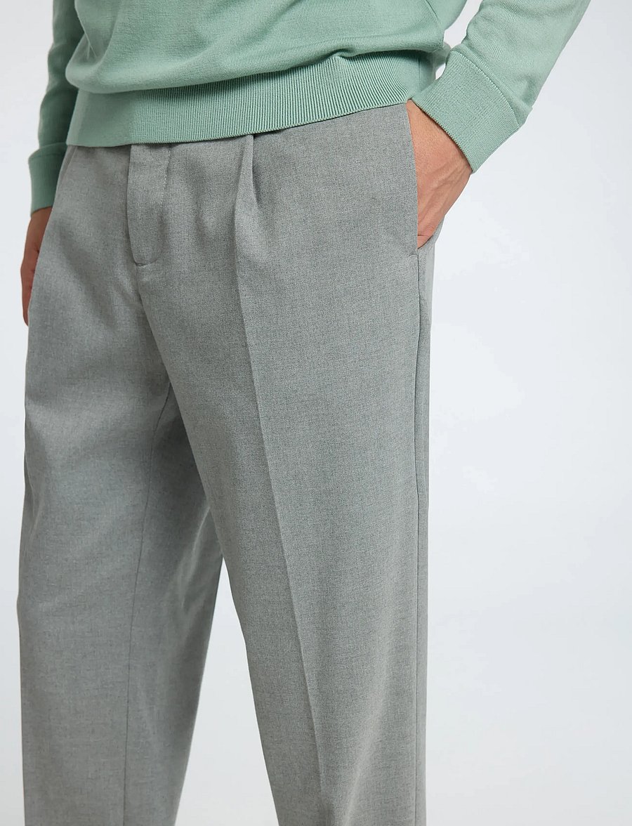 Selected - SLH190-REG TAPERED LEROY PLEAT PANT NOOS - casual bukser - medium grey melange - 4
