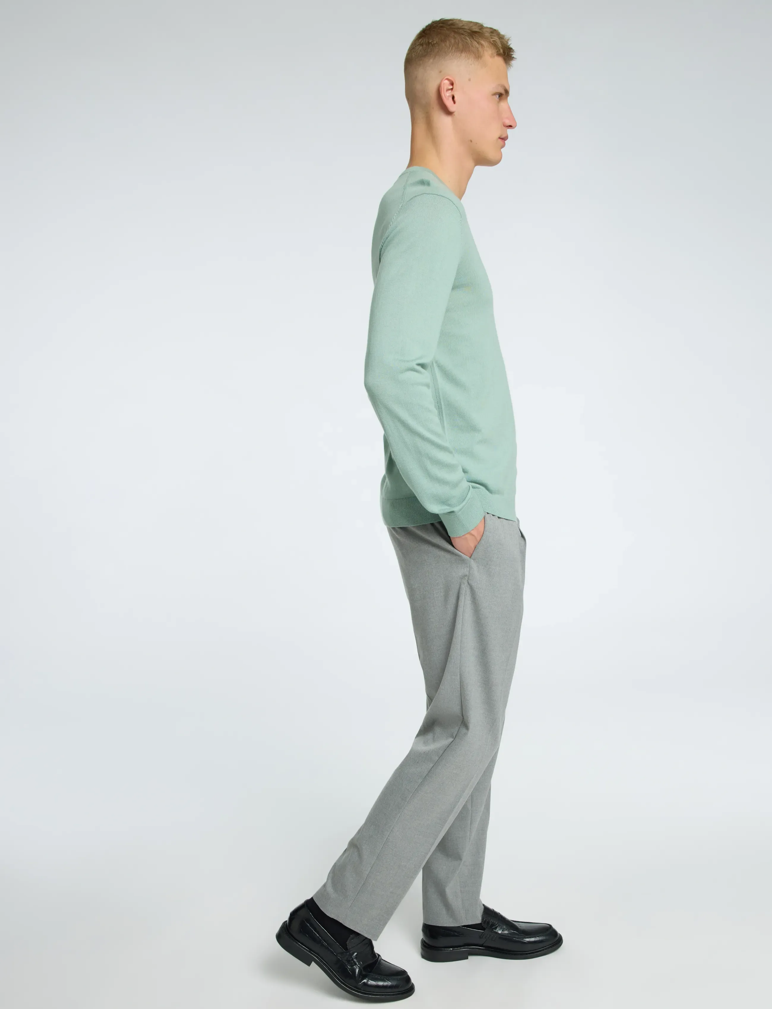 Selected - SLH190-REG TAPERED LEROY PLEAT PANT NOOS - casual bukser - medium grey melange - 5