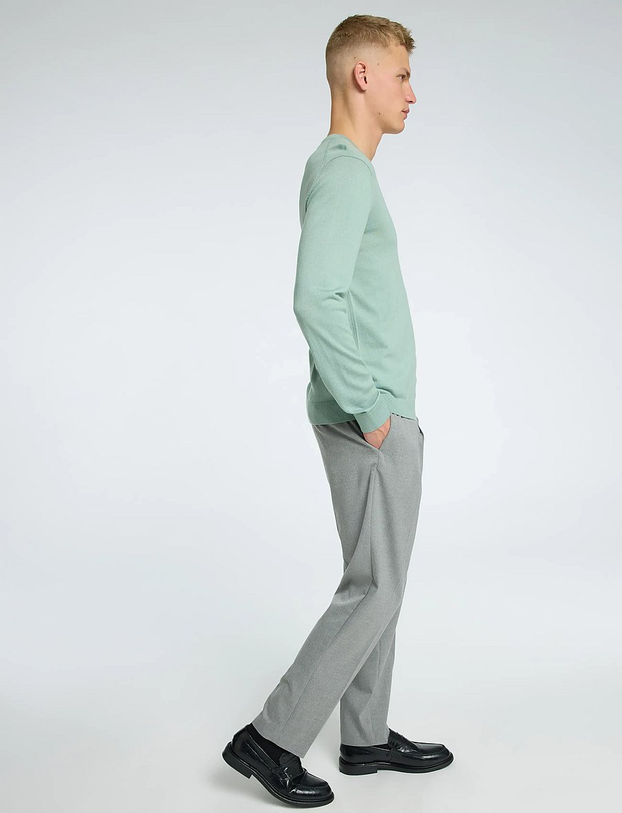 Selected - SLH190-REG TAPERED LEROY PLEAT PANT NOOS - casual bukser - medium grey melange - 5