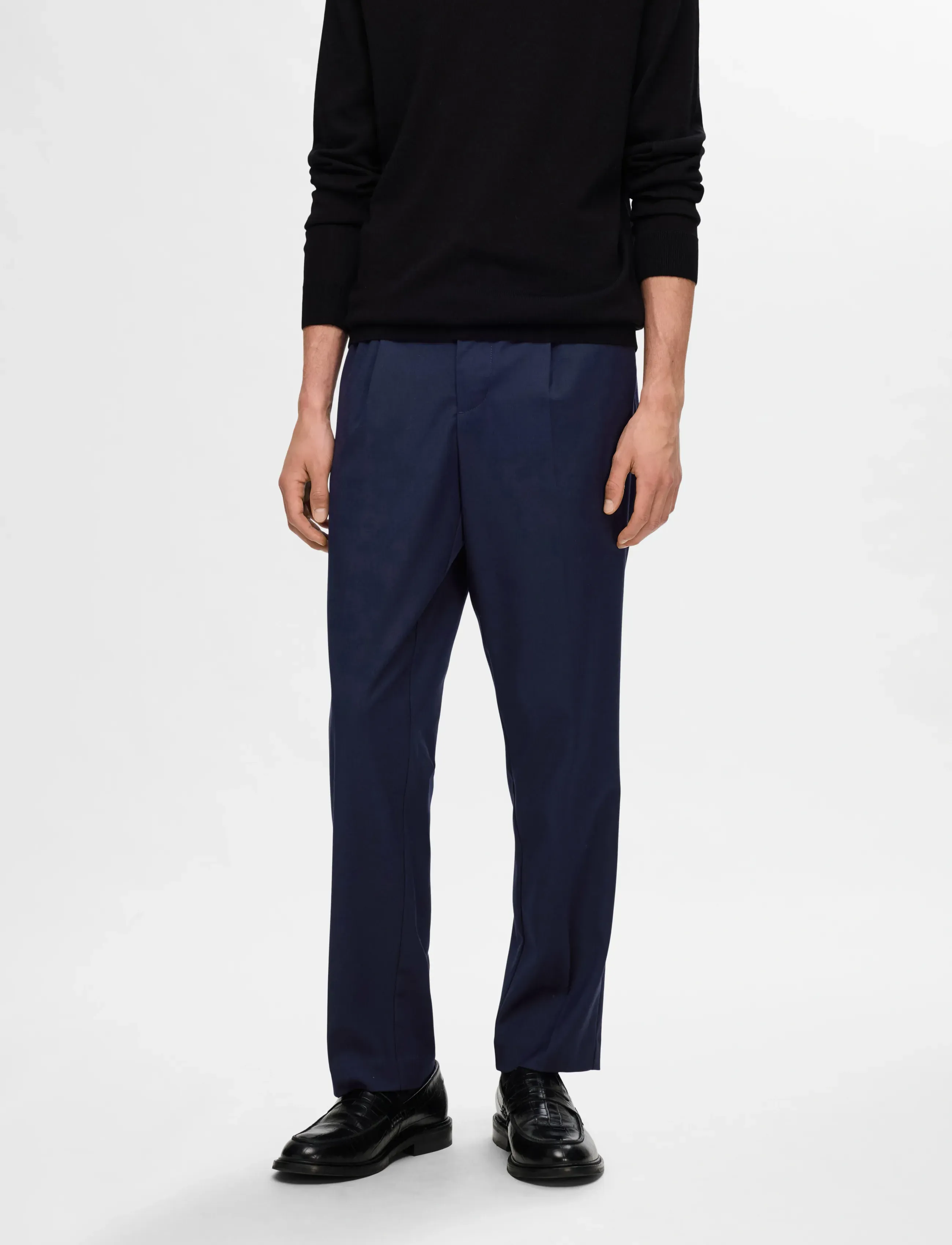 Selected SLM190-REG TAPERED LEROY PLEAT PANT NOOS - Campaign - SKY CAPTAIN / navy