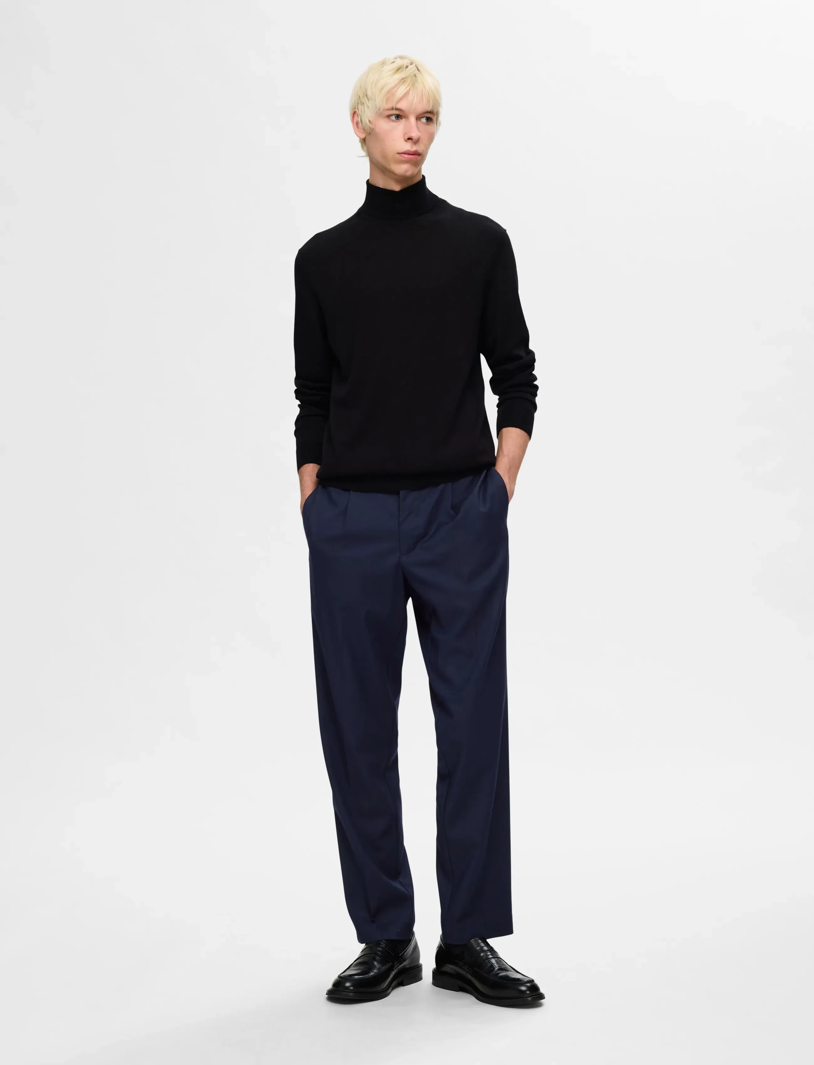 Selected - SLH190-REG TAPERED LEROY PLEAT PANT NOOS - pantalons décontractés - sky captain - 3