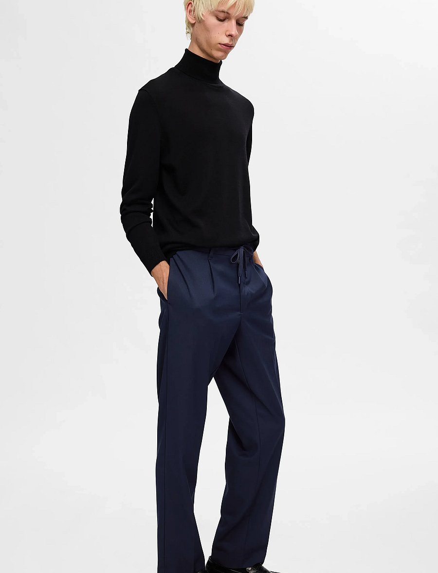 Selected - SLH190-REG TAPERED LEROY PLEAT PANT NOOS - pantalons décontractés - sky captain - 5