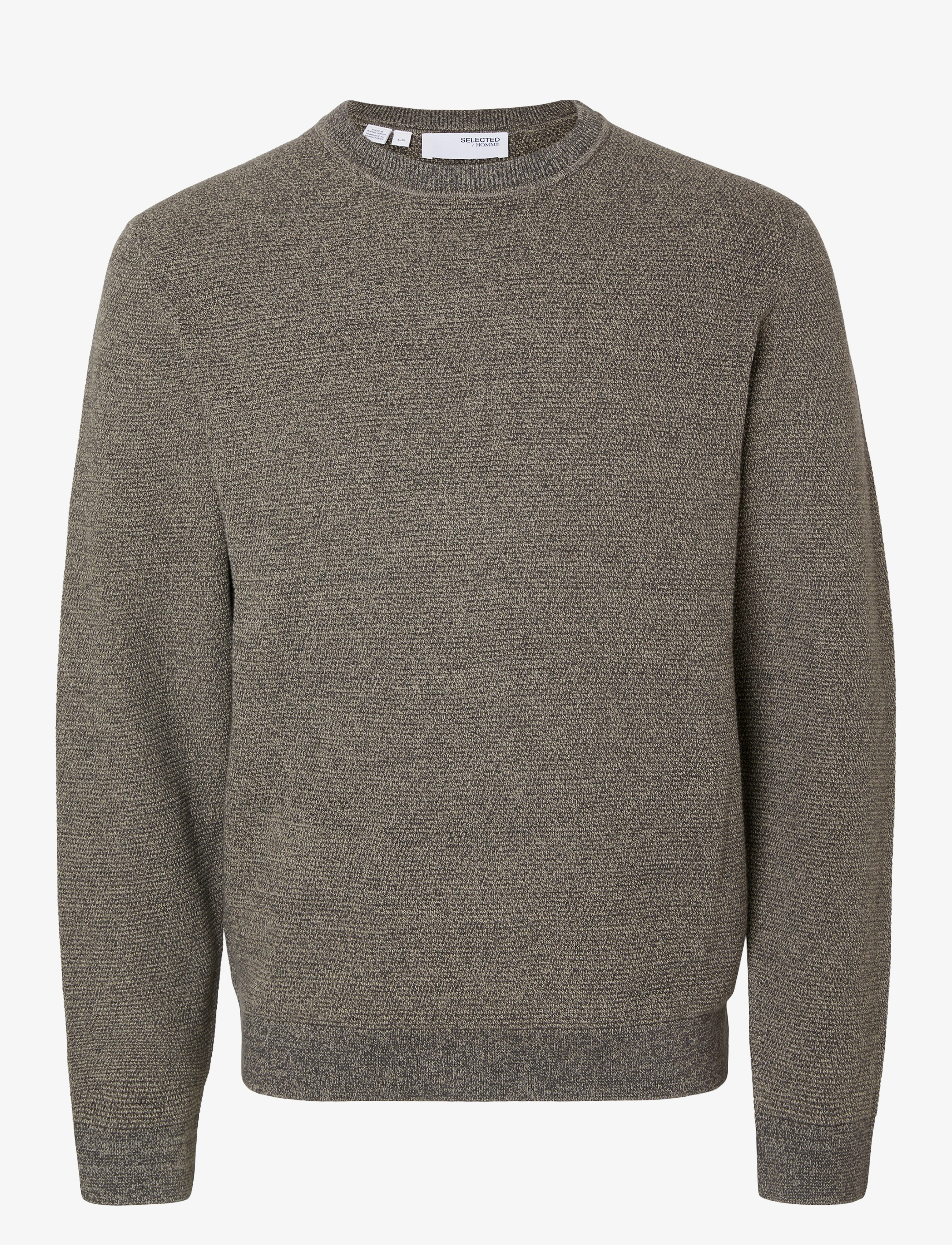 Selected - SLMROSS LS KNIT STRUCTURE CREW NECK NOOS - stickade basplagg - asphalt - 1