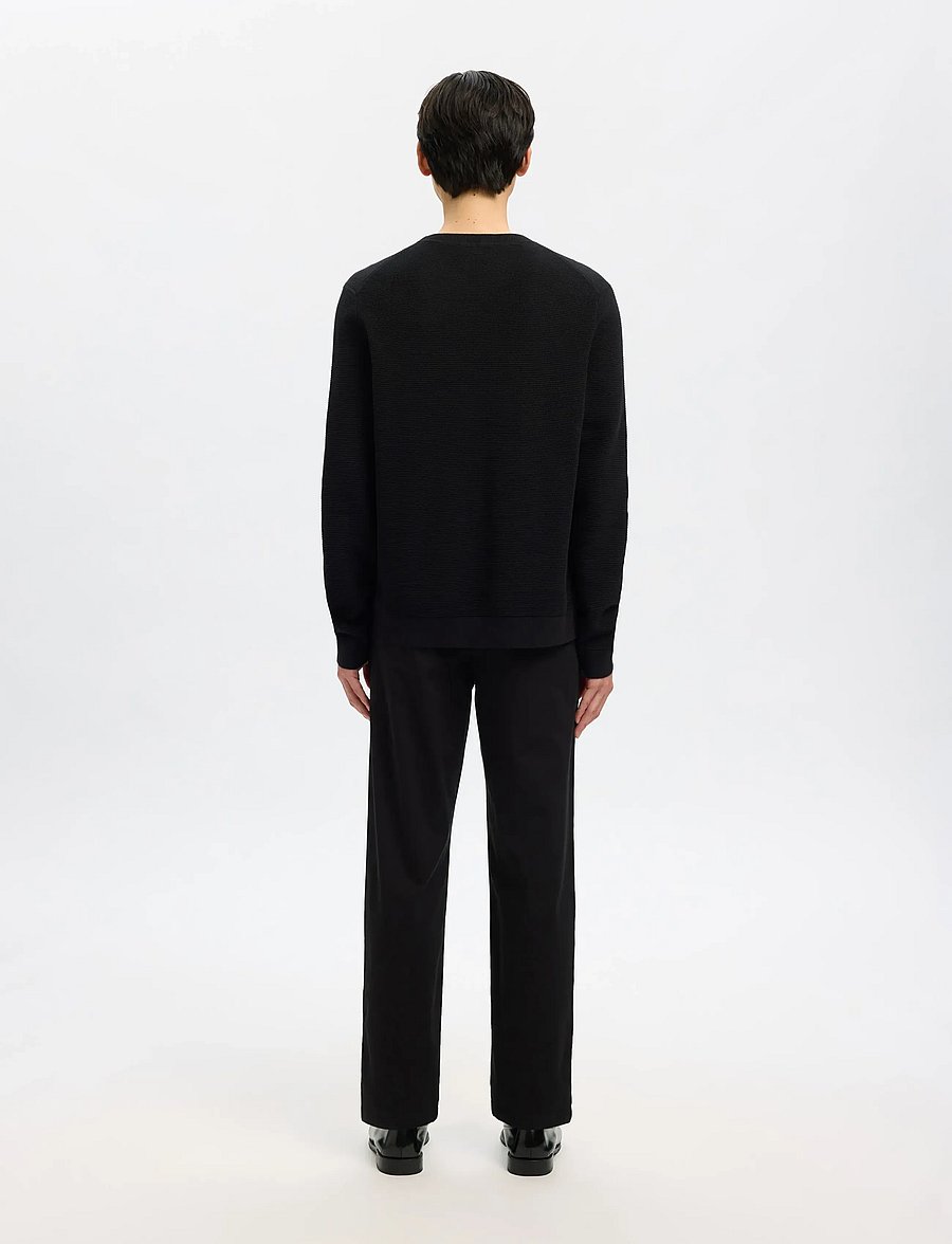Selected - SLMROSS LS KNIT STRUCTURE CREW NECK NOOS - rund hals - black - 2
