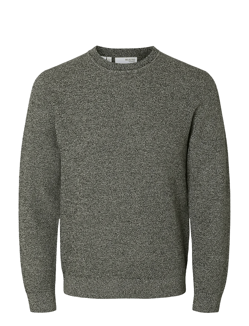 Selected - SLHROSS LS KNIT STRUCTURE CREW NECK NOOS - rund hals - black - 1