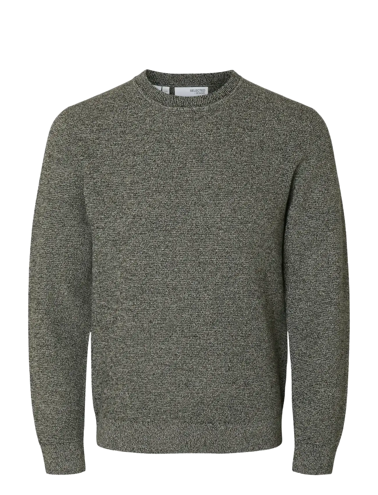Selected SLHROSS LS KNIT STRUCTURE CREW NECK NOOS - Strickmode - BLACK / grey