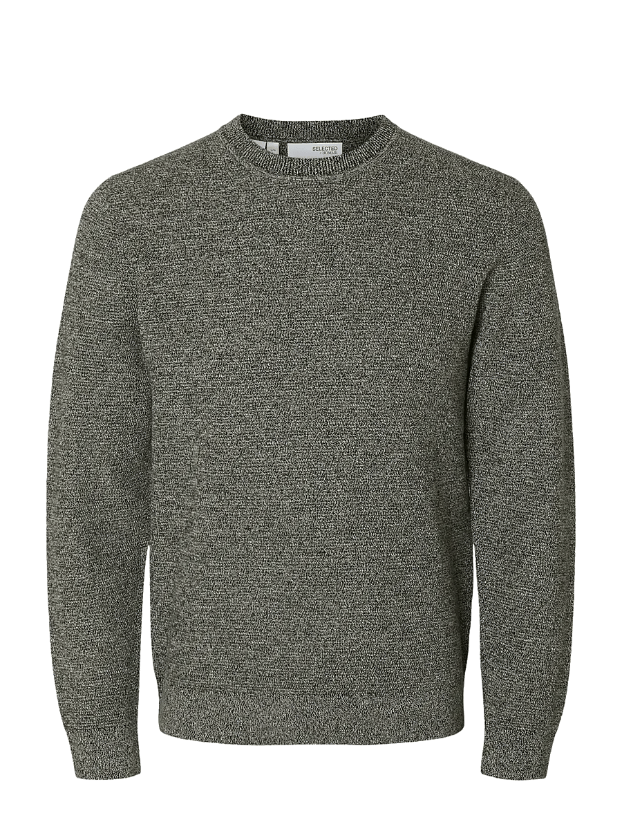 Selected - SLMROSS LS KNIT STRUCTURE CREW NECK NOOS - rundhals - black - 1