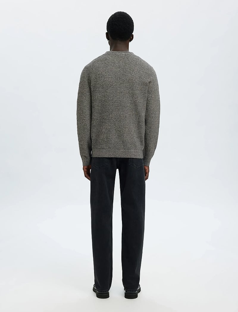 Selected - SLHROSS LS KNIT STRUCTURE CREW NECK NOOS - rund hals - black - 2