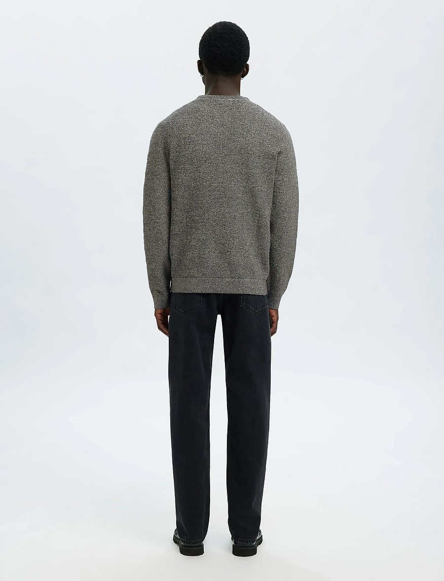 Selected - SLMROSS LS KNIT STRUCTURE CREW NECK NOOS - rundhals - black - 2