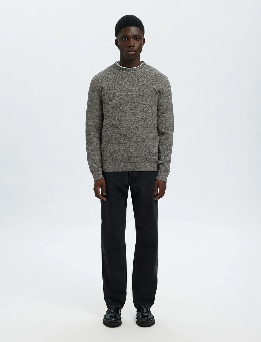 Selected - SLMROSS LS KNIT STRUCTURE CREW NECK NOOS - rundhals - black - 3