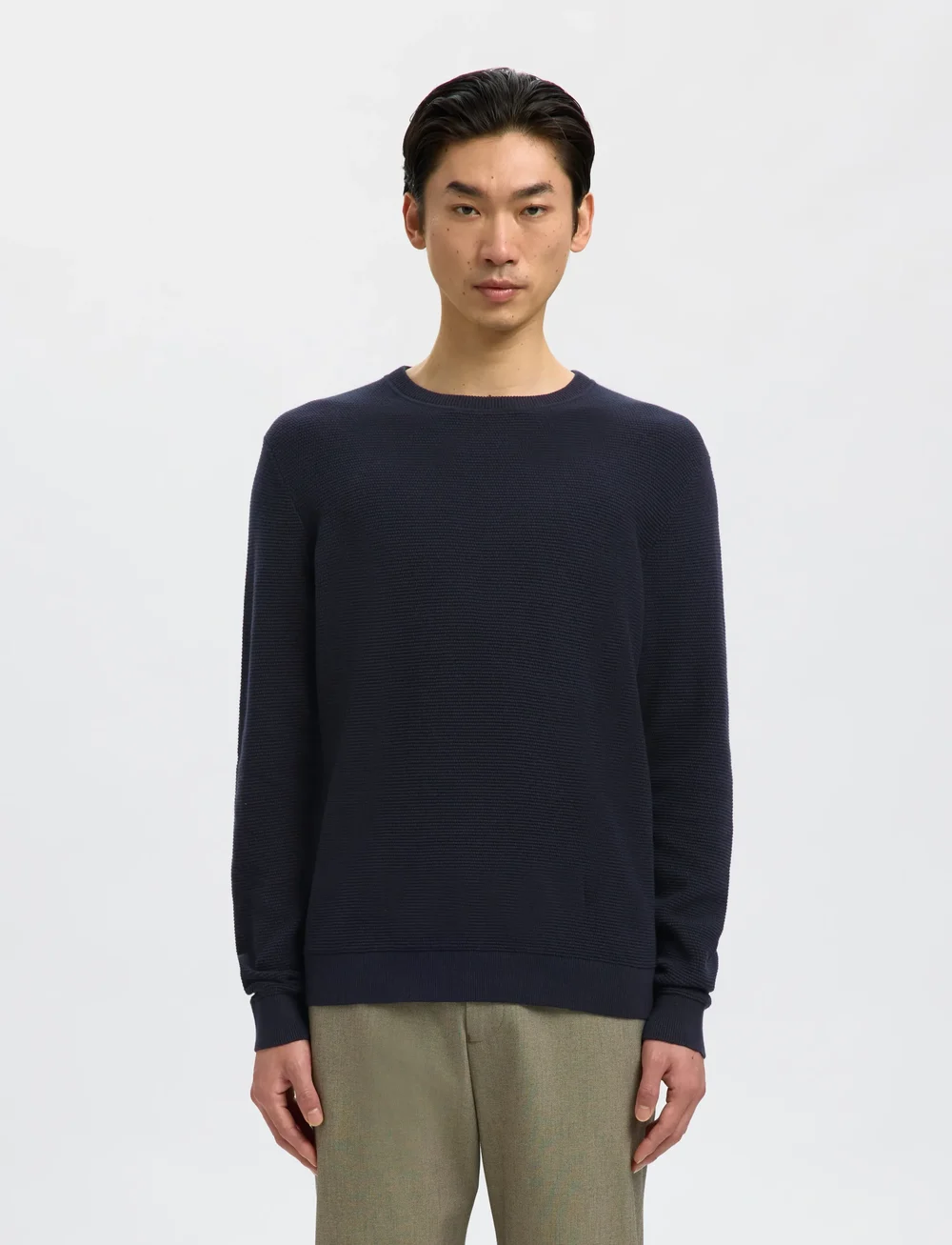 Selected - SLHROSS LS KNIT STRUCTURE CREW NECK NOOS - rundhalsad - dark sapphire - 0