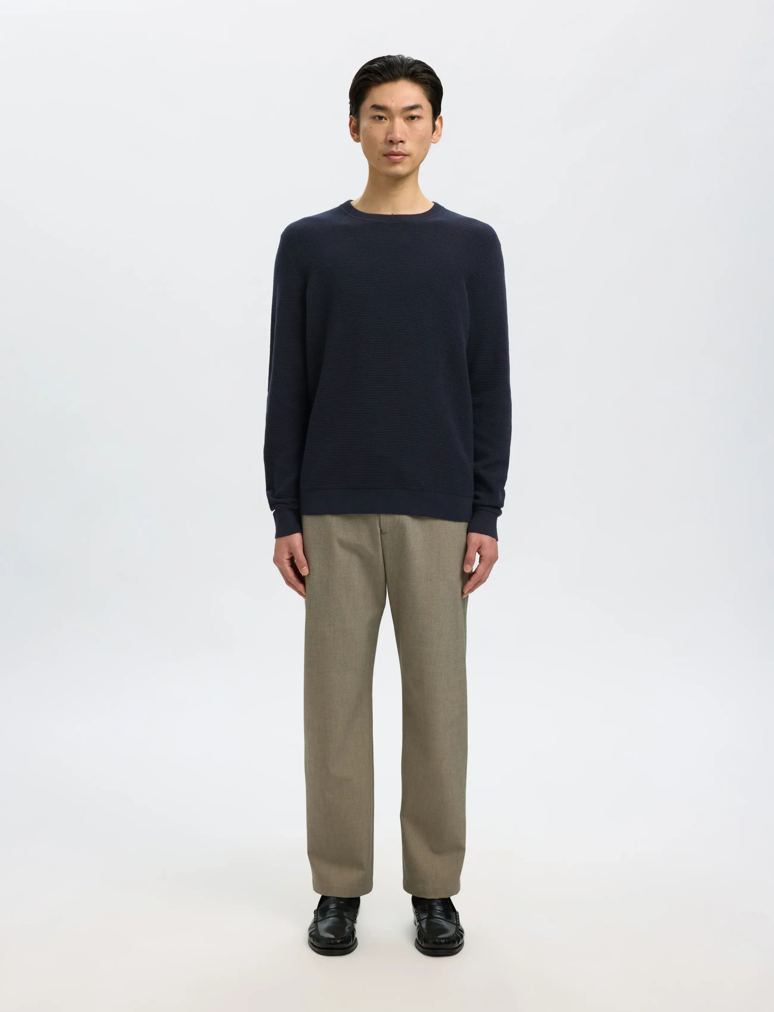 Selected - SLHROSS LS KNIT STRUCTURE CREW NECK NOOS - pulls col rond - dark sapphire - 3