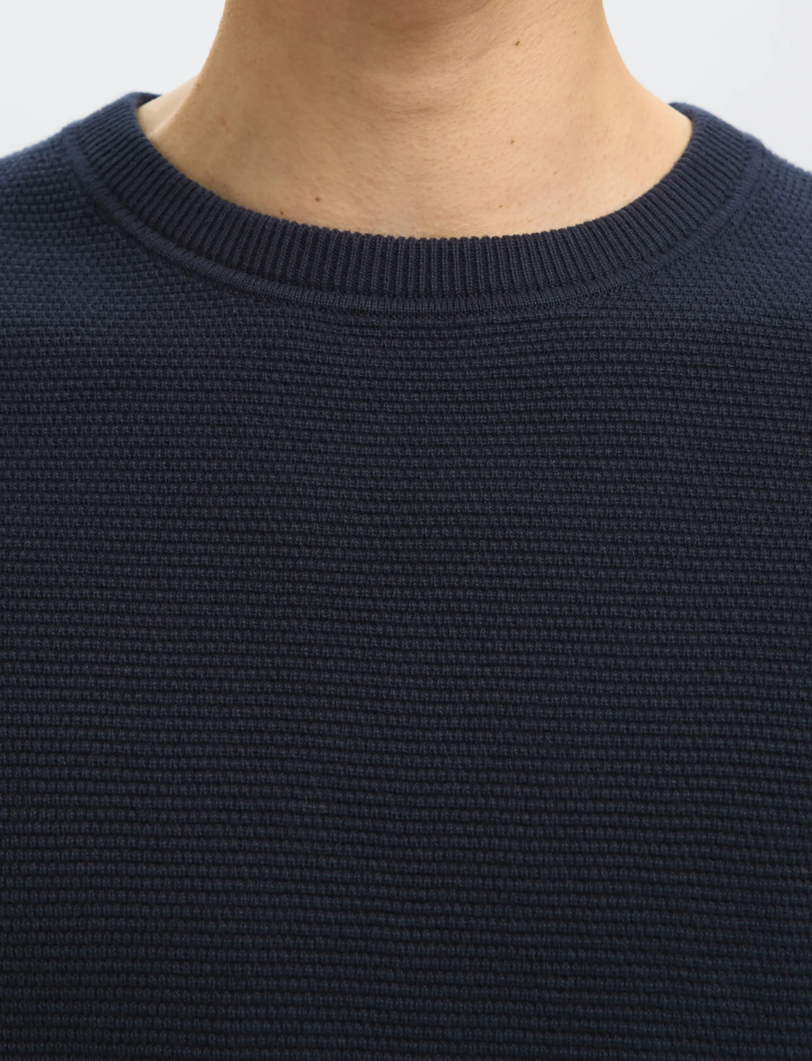 Selected - SLHROSS LS KNIT STRUCTURE CREW NECK NOOS - pulls col rond - dark sapphire - 4