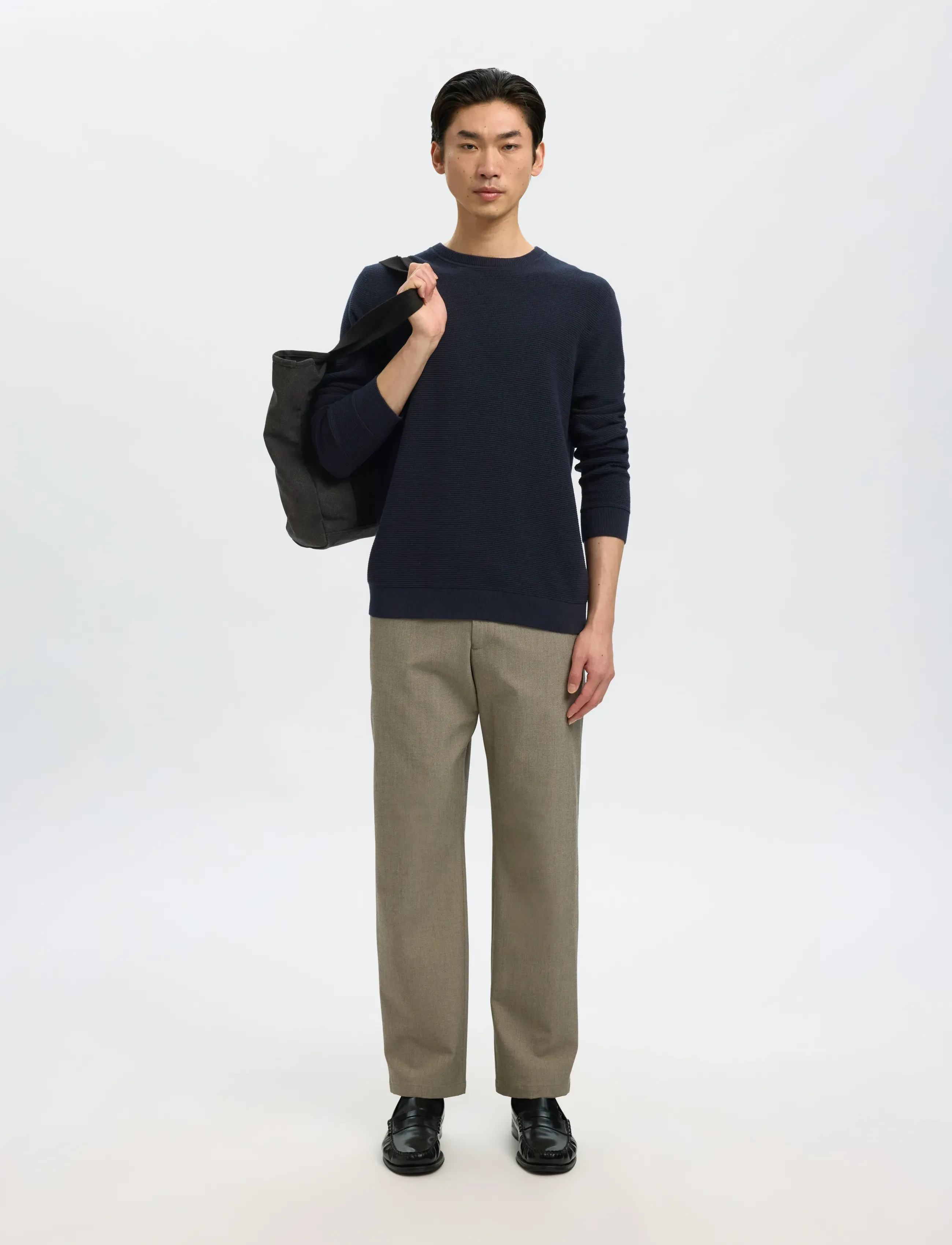 Selected - SLHROSS LS KNIT STRUCTURE CREW NECK NOOS - pulls col rond - dark sapphire - 5