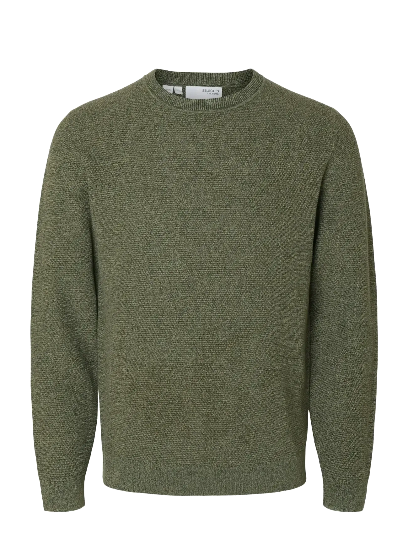 Selected SLHROSS LS KNIT STRUCTURE CREW NECK NOOS - Tøj - DEEP FOREST / green