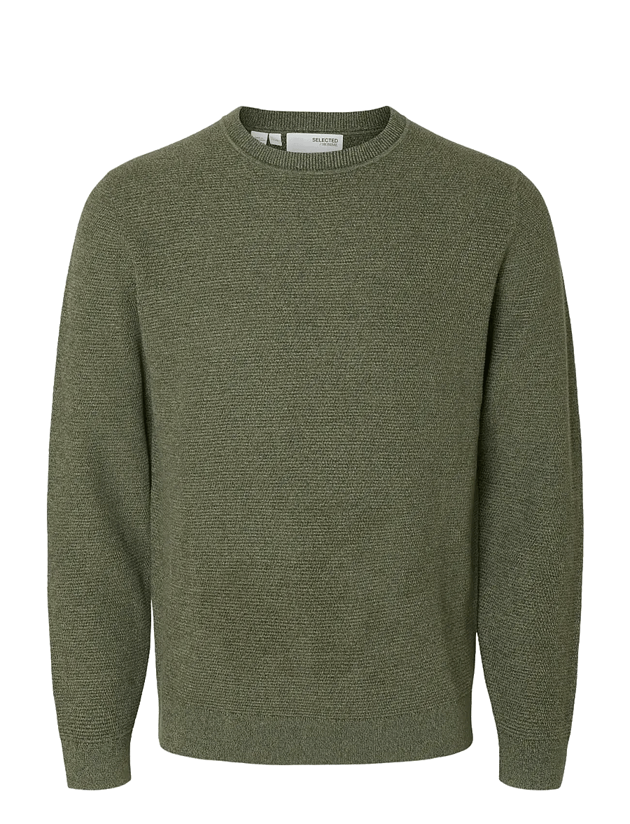 Selected - SLMROSS LS KNIT STRUCTURE CREW NECK NOOS - rundhals - deep forest - 1