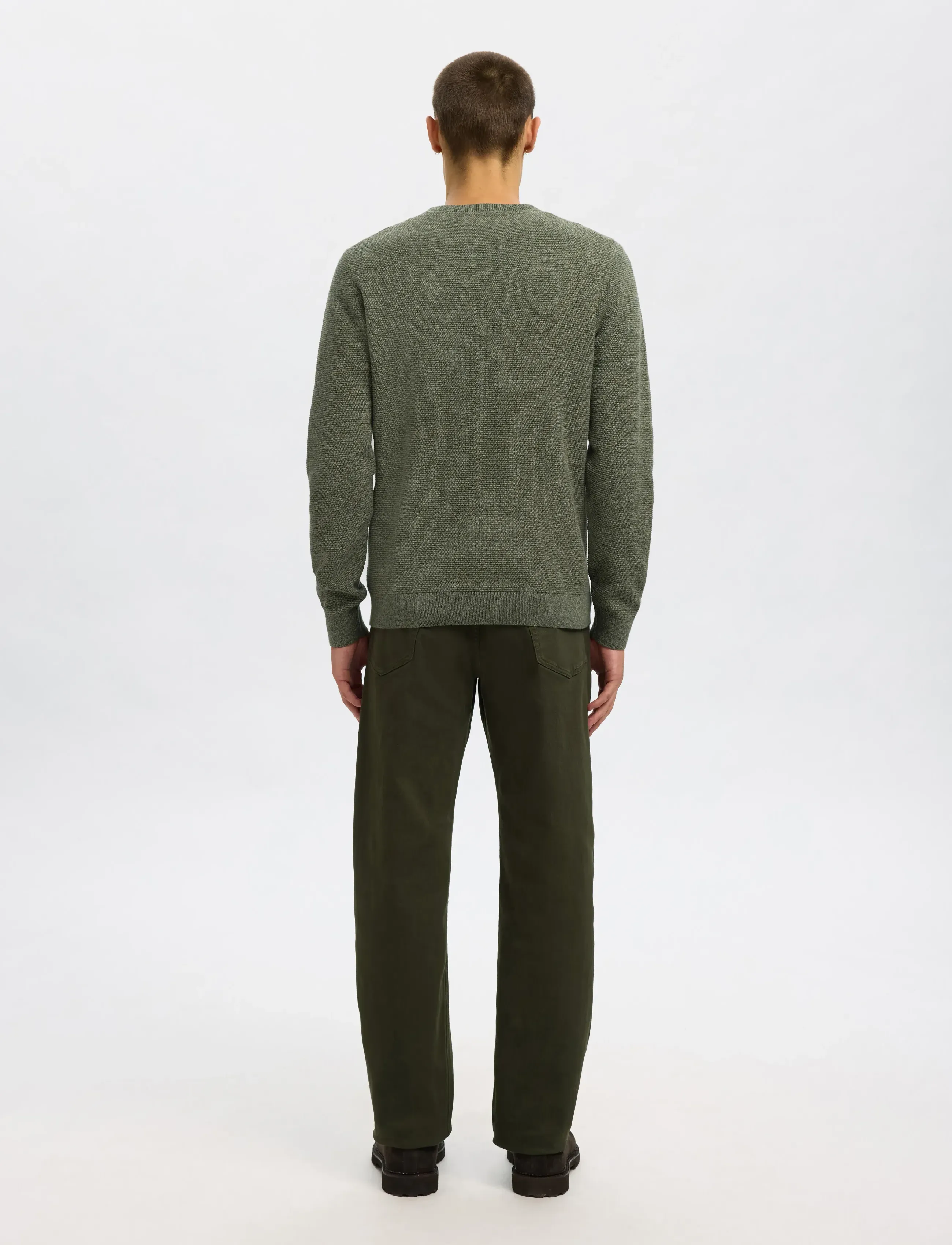 Selected - SLMROSS LS KNIT STRUCTURE CREW NECK NOOS - rundhals - deep forest - 2