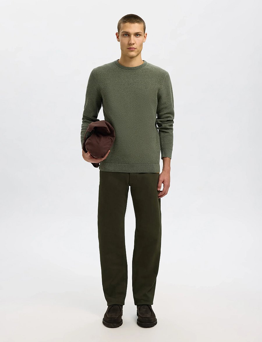 Selected - SLMROSS LS KNIT STRUCTURE CREW NECK NOOS - rundhals - deep forest - 3