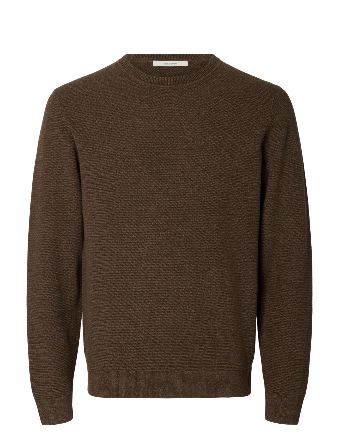 Selected SLMROSS LS KNIT STRUCTURE CREW NECK NOOS - Selected - DELICIOSO / brown