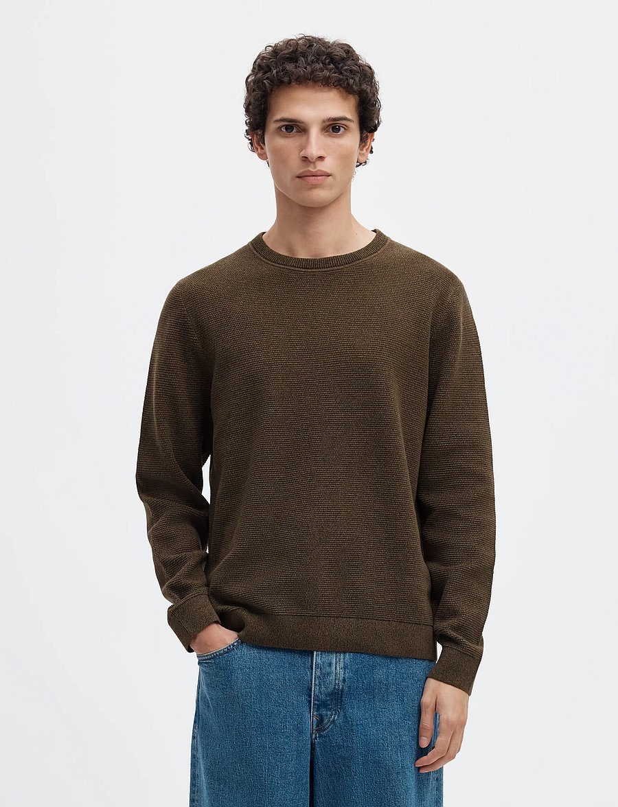 Selected - SLMROSS LS KNIT STRUCTURE CREW NECK NOOS - rundhalsad - delicioso - 0