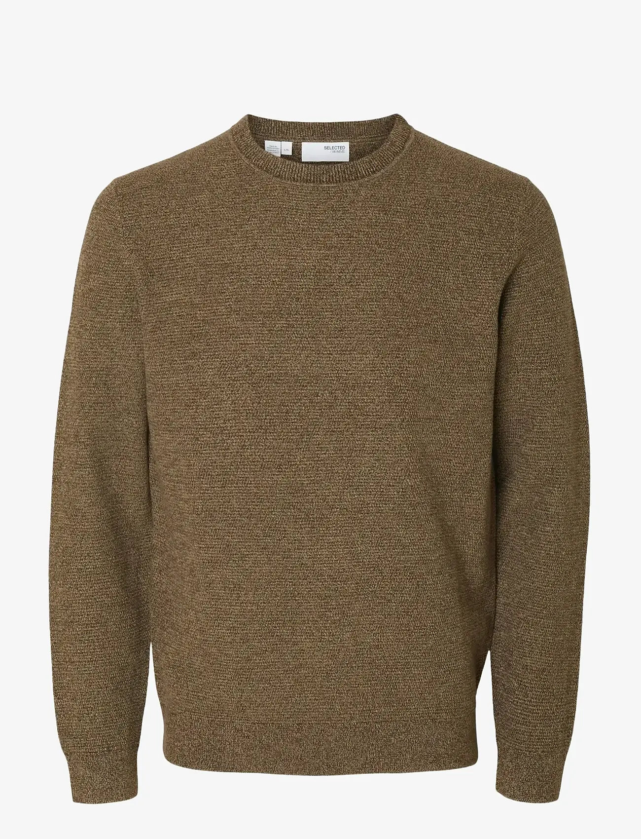 Selected - SLHROSS LS KNIT STRUCTURE CREW NECK NOOS - rundhalsad - demitasse - 1