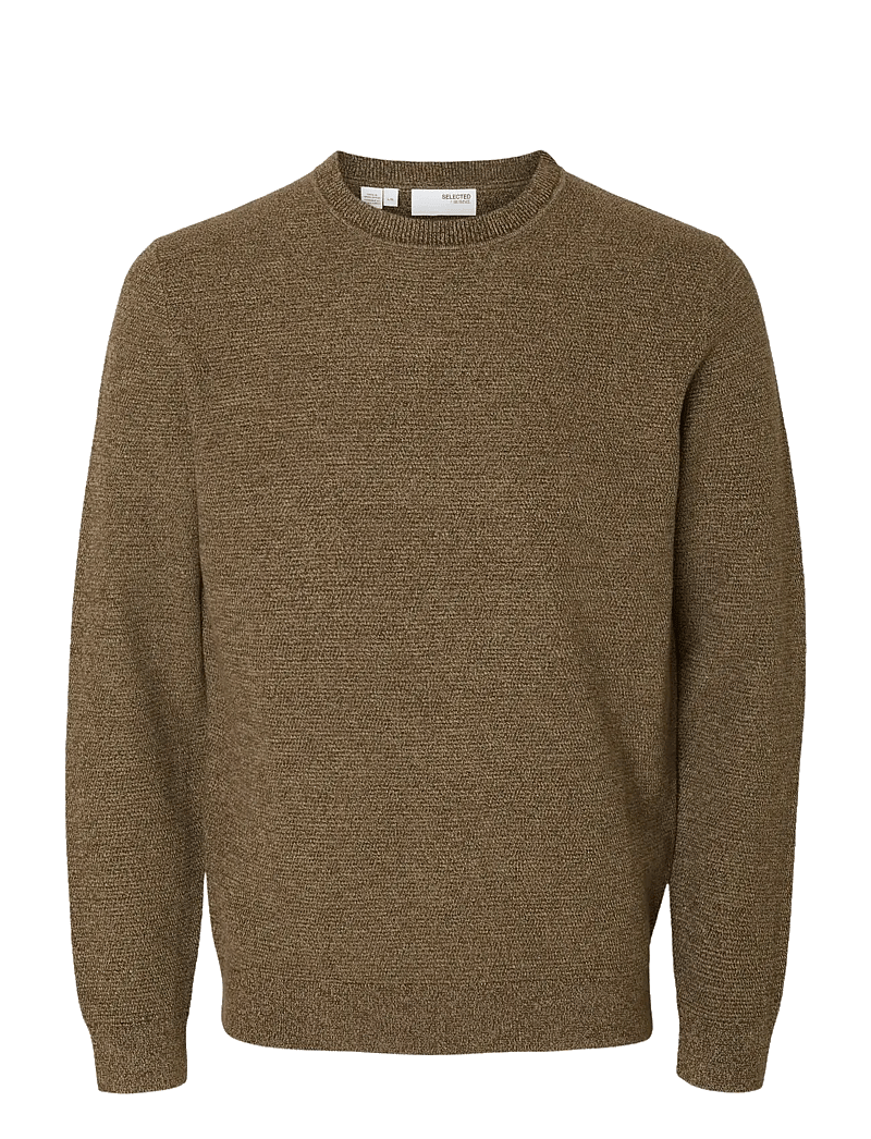 Selected - SLHROSS LS KNIT STRUCTURE CREW NECK NOOS - rundhalsad - demitasse - 1