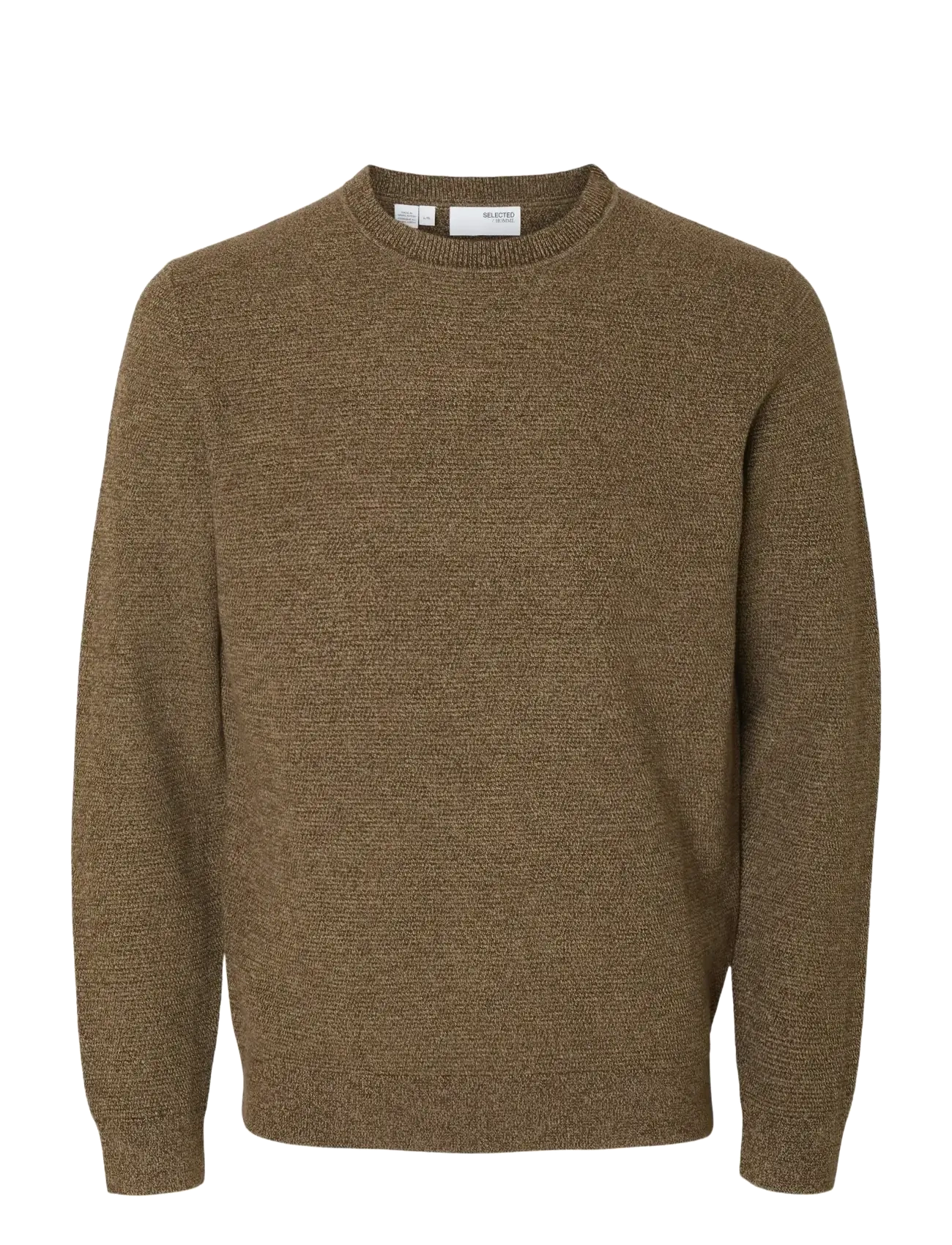 Selected SLHROSS LS KNIT STRUCTURE CREW NECK NOOS - Strik - DEMITASSE / brown