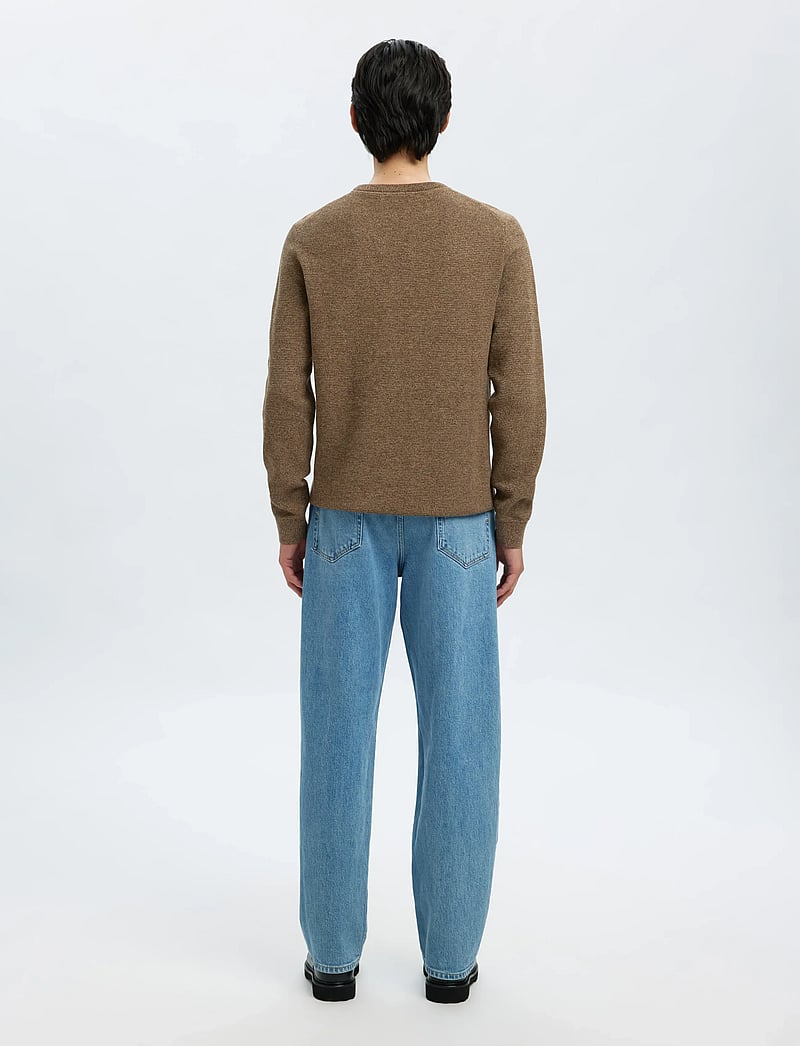 Selected - SLHROSS LS KNIT STRUCTURE CREW NECK NOOS - rundhalsad - demitasse - 2