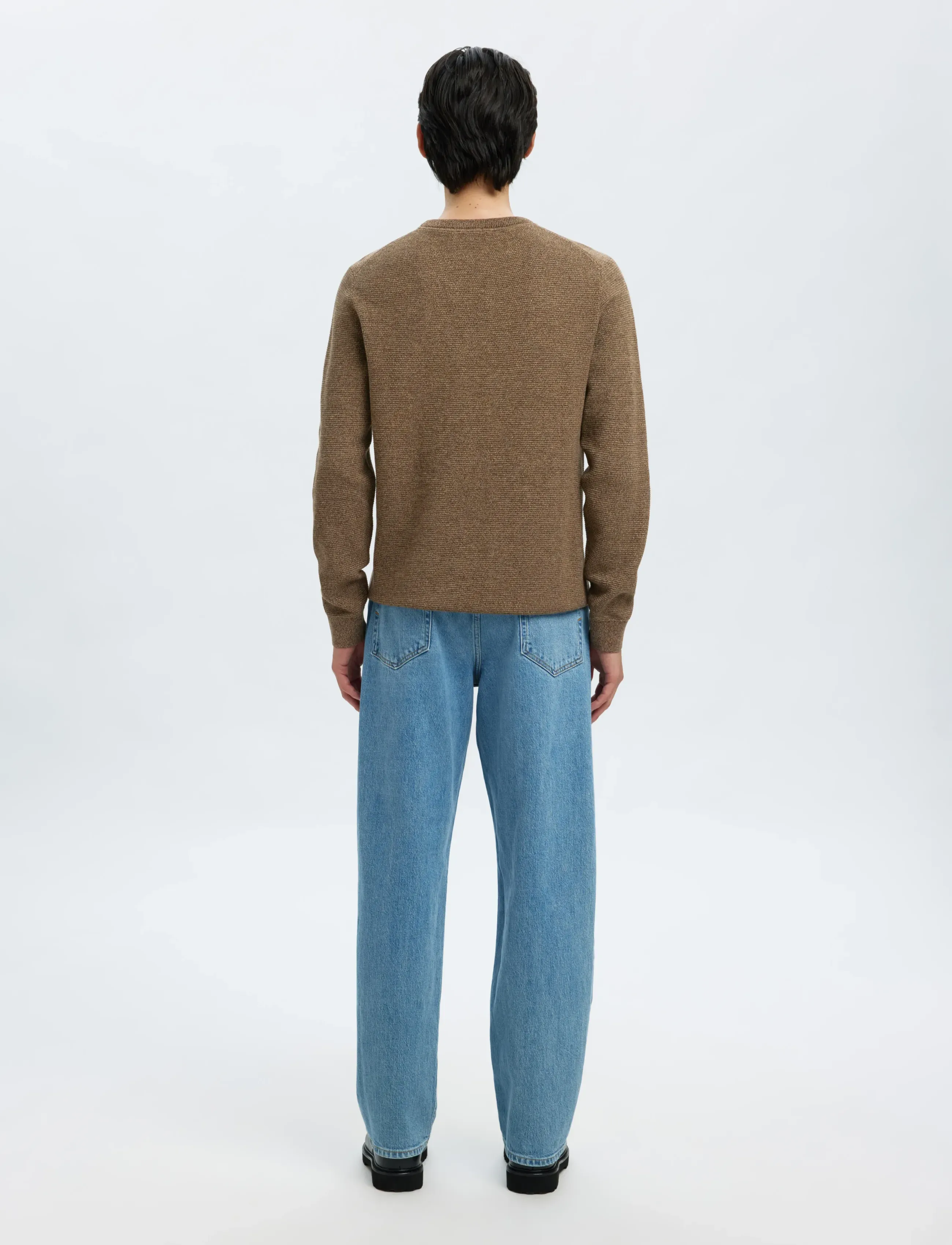 Selected - SLMROSS LS KNIT STRUCTURE CREW NECK NOOS - rund hals - demitasse - 2